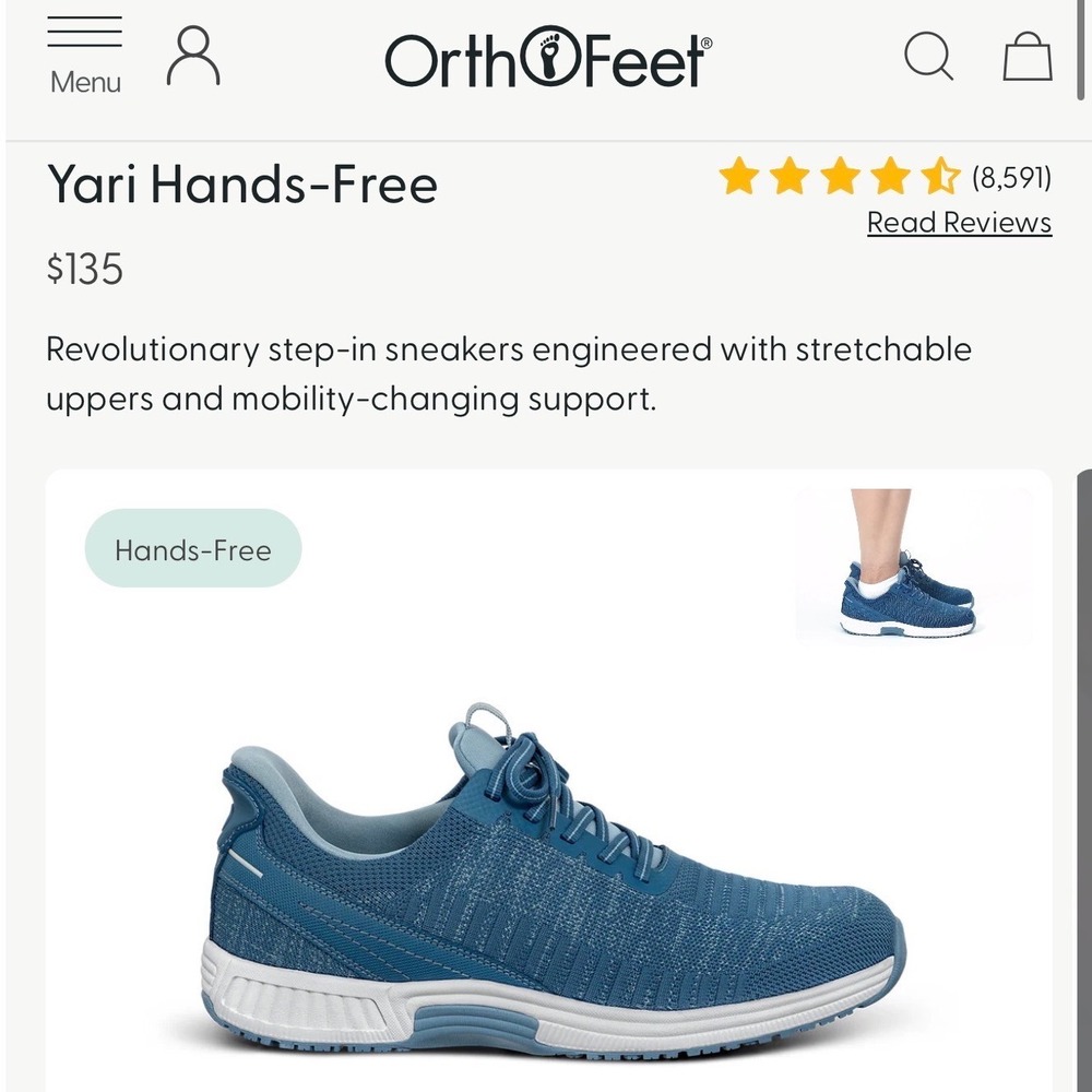OrthoFeet Yari Hands-Free Mens Blue Sneakers 20014 X-Wide 4E Size 9.5 NEW - Picture 2 of 14